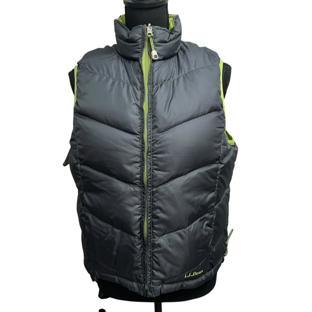 LL Bean Women M Quilted Reversible Goose Down Cold Weather Green Puffer Vest